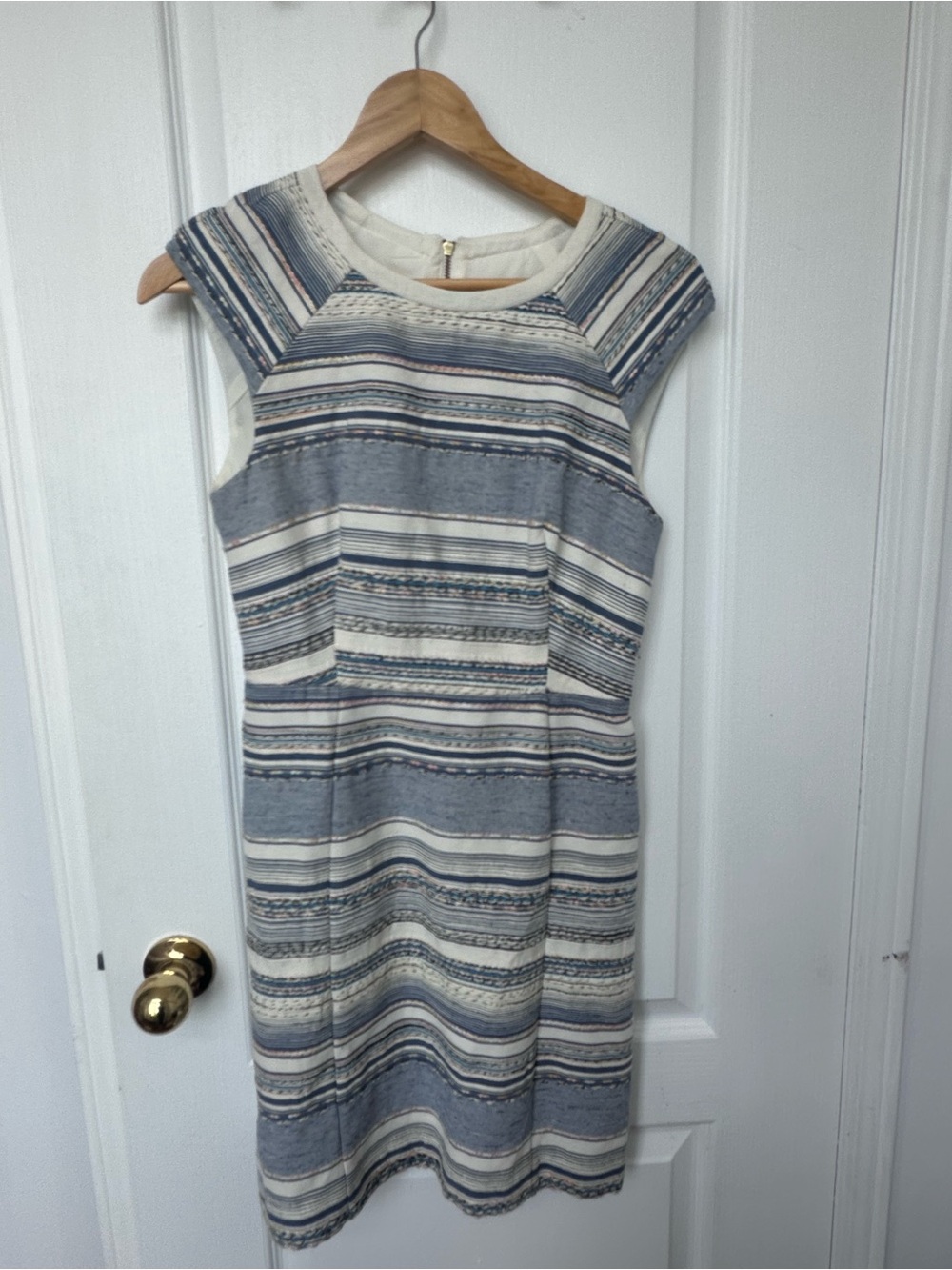 Guess by Marciano Sleeveless Striped Midi Dress in Blue and Cream